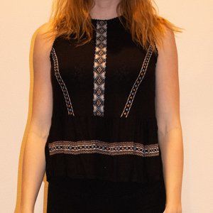 Black Embroidered Tank